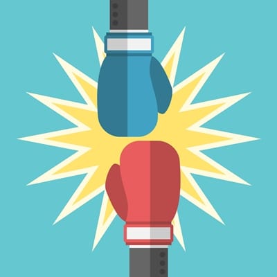 red and blue boxing gloves