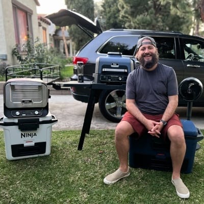 Brobible founder sitting on a cooler