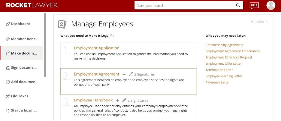 Rocket Lawyer documents