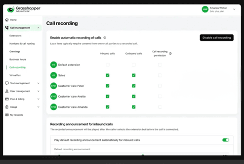 Grasshopper call recording
