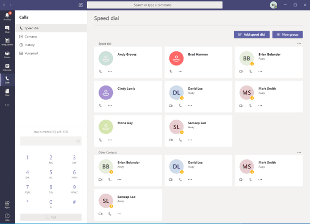 RingCentral calling and speed dial tools integrated with Microsoft Teams