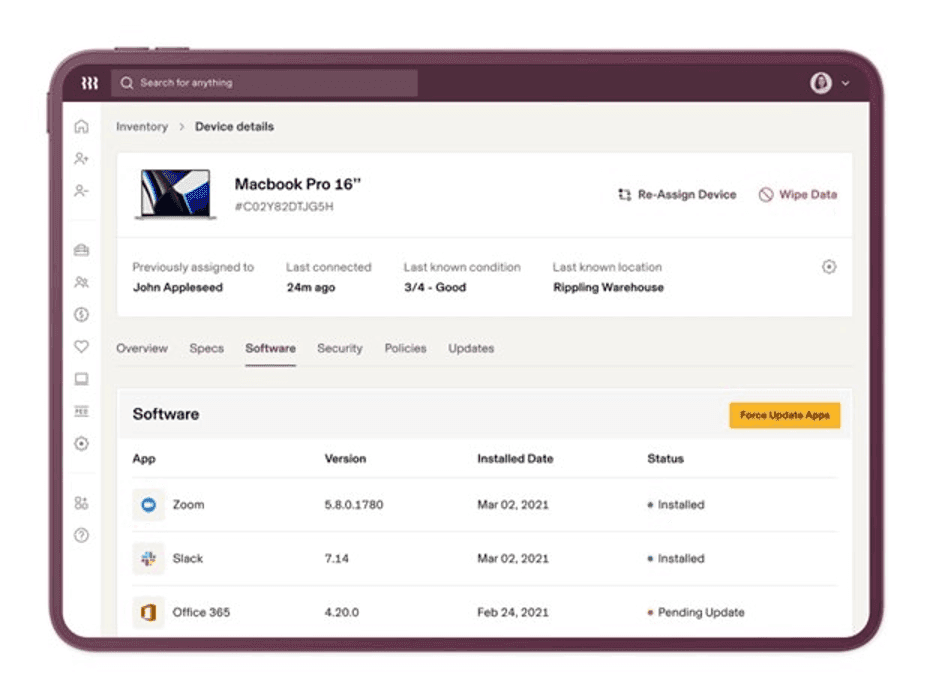 Rippling device management