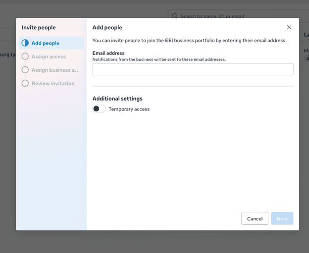 Manage user permissions directly within Meta Business Suite. Source: Meta