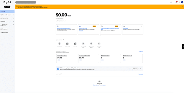 paypal account dashboard