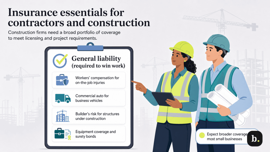graphic of contractors looking at an oversized clipboard
