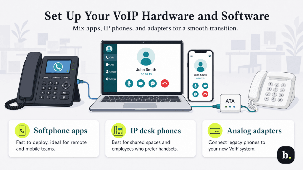 graphic of voip hardware and software