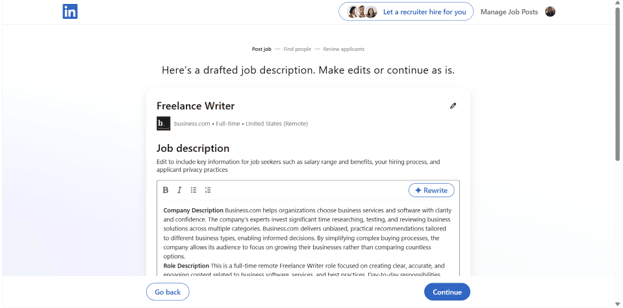 linkedin job posting