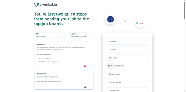 Workable job posting