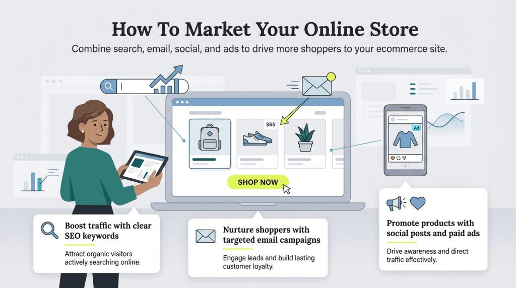 how to market online store graphic
