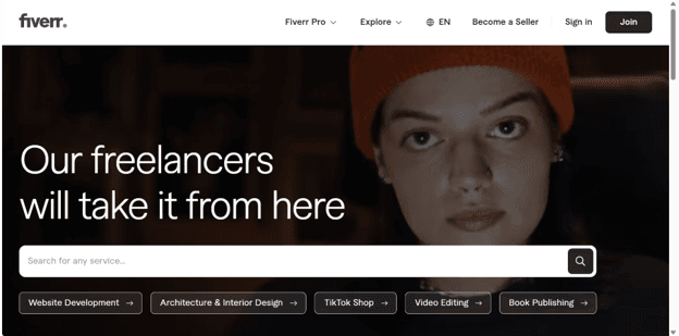 fiverr homepage
