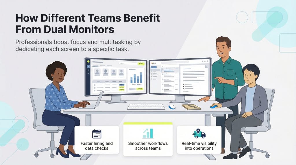 how different teams benefit from dual monitors