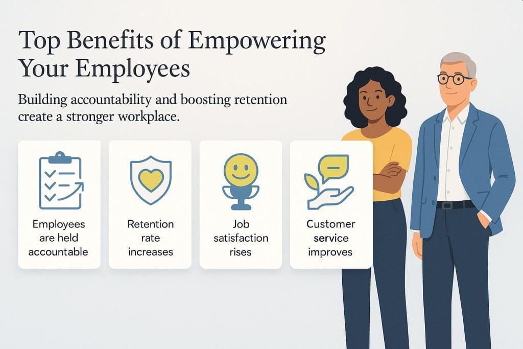 Benefits of empowering employees infographic