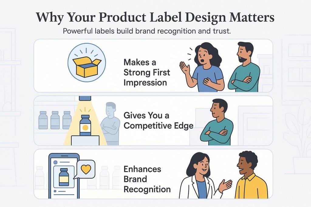 Product label design importance graphic