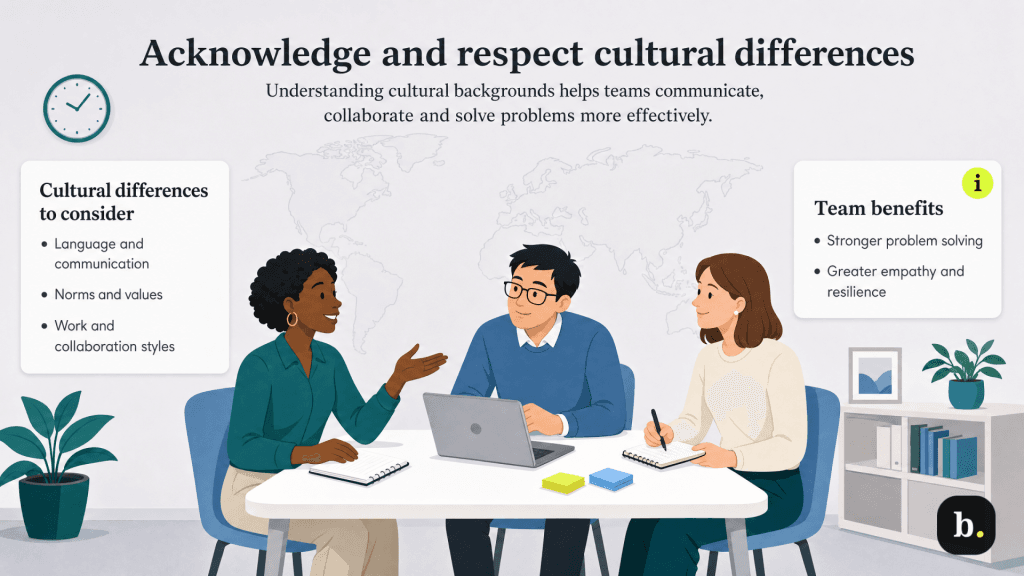graphic of colleagues talking at a table