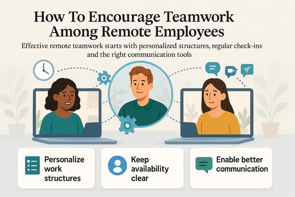 Encouraging teamwork with remote employees graphic