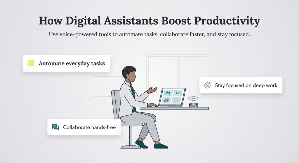 Digital assistants boost productivity graphic