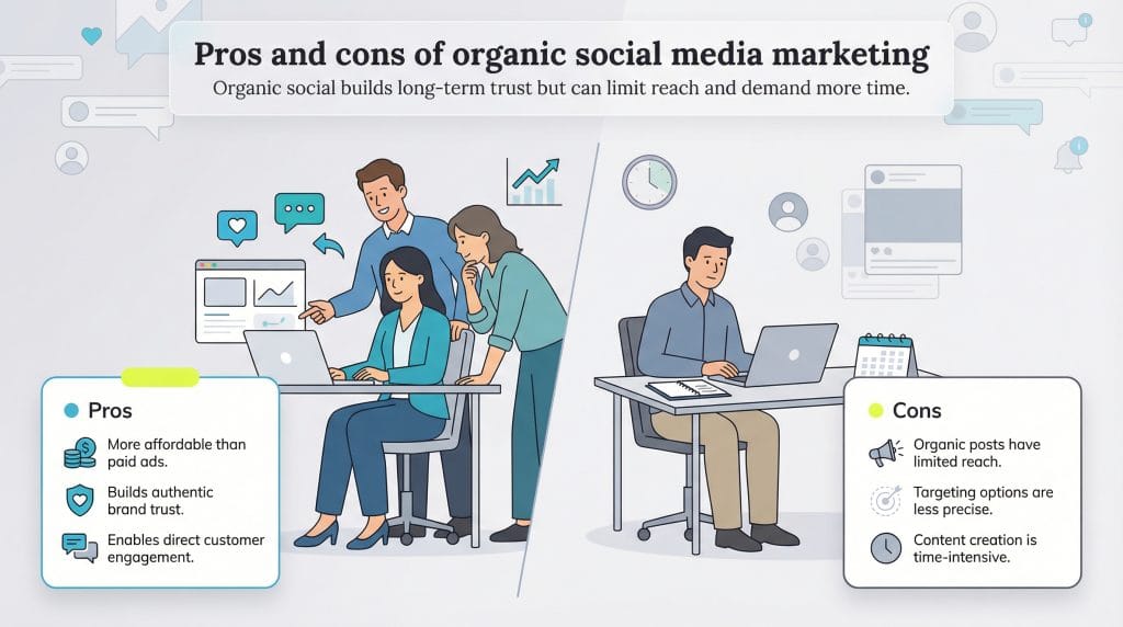 pros and cons of organic social media