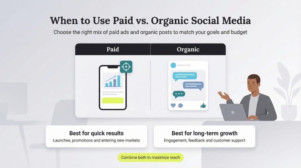 when to use paid vs. organic social media
