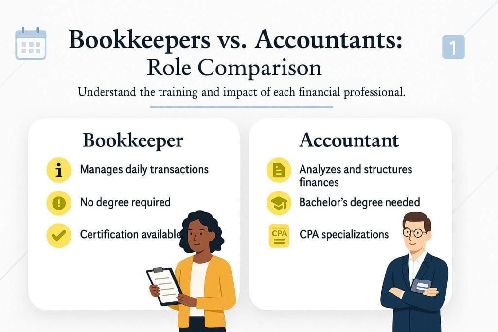 Bookkeepers vs. Accountants graphic