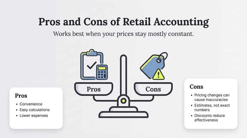 Retail accounting pros and cons graphic