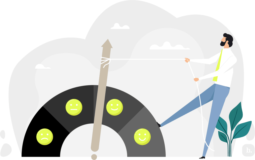 graphic of someone pulling a dial on a giant meter