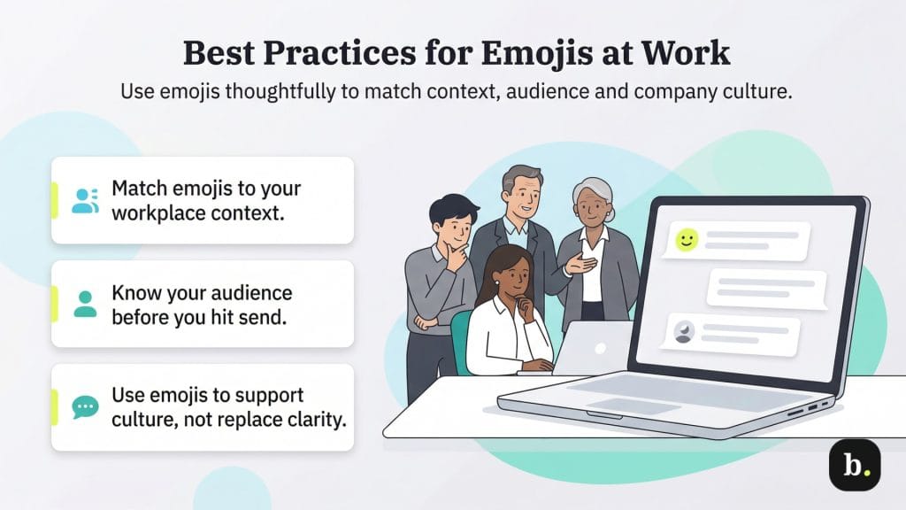 graphic about best practices for emojis at work