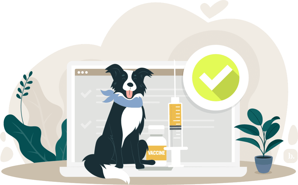 graphic of a dog standing next to a syringe