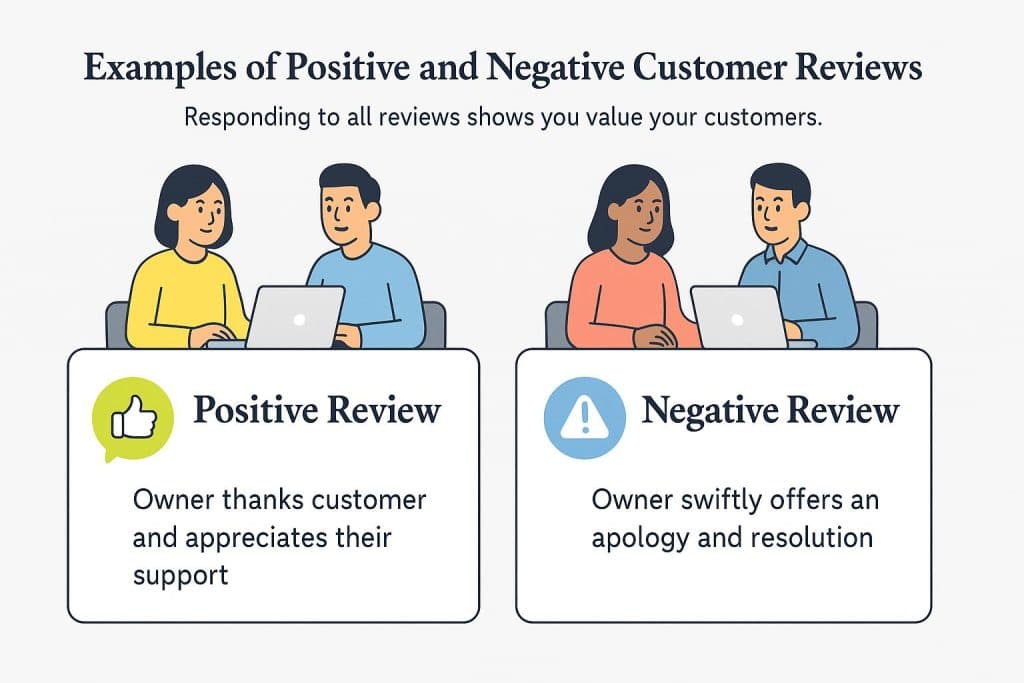 Examples of positive and negative reviews