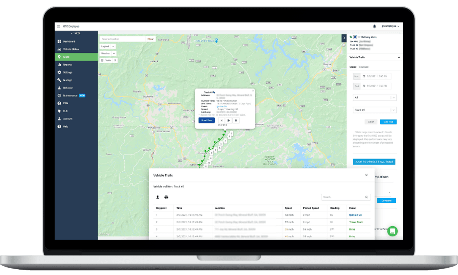 GPS Trackit dashboard