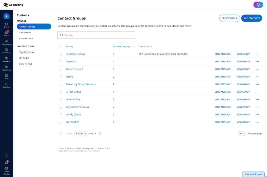 EZ Texting contact groups