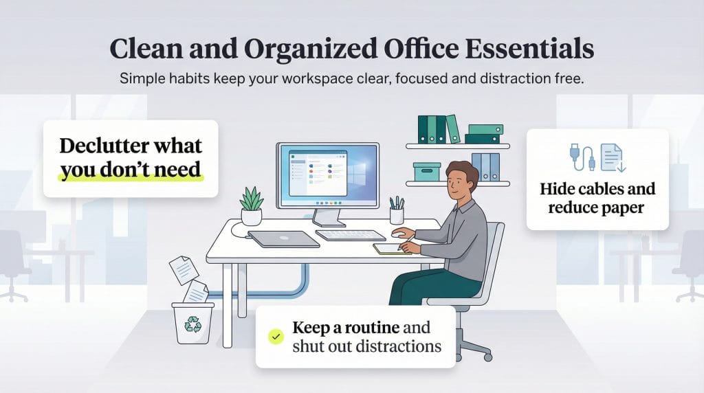keeping a clean organized office