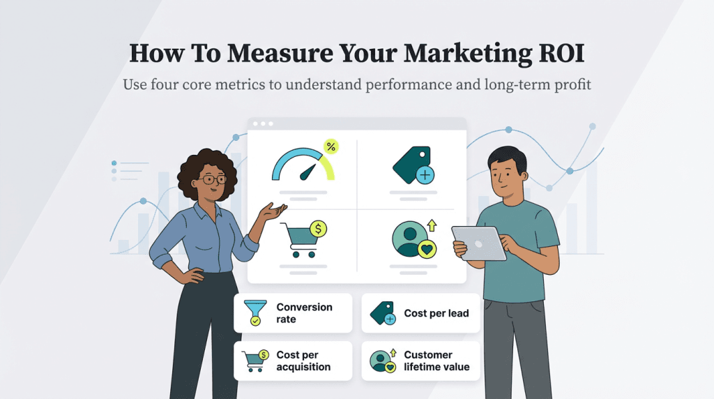 Marketing ROI metrics graphics