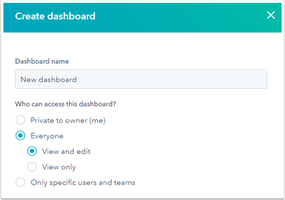 Hubspot custom dashboard