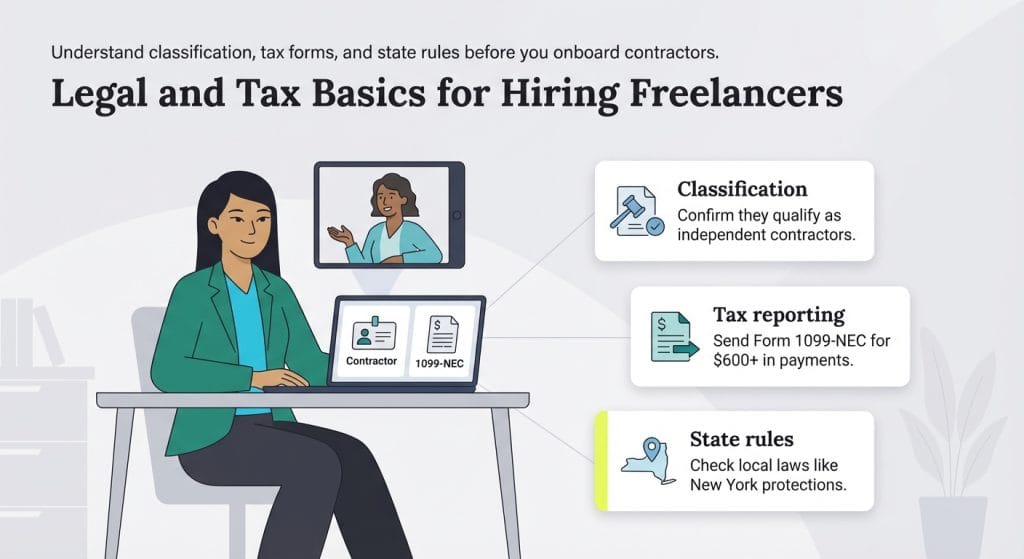 legal benefits of hiring freelancers graphic