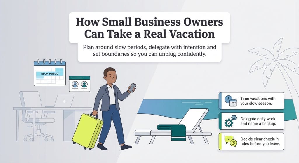 How small business owners take vacations graphic