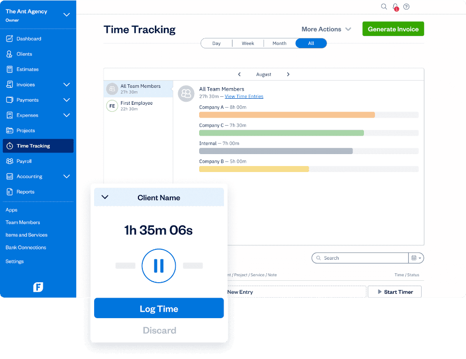 Freshbooks time tracker