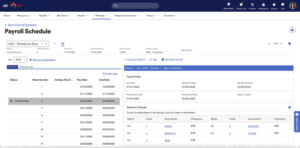 ADP payroll schedule