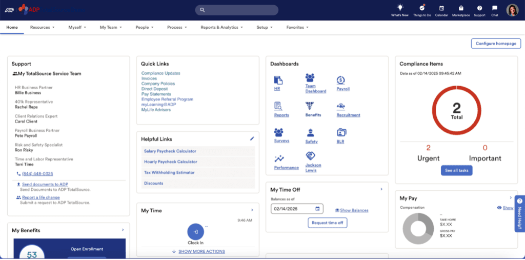 ADP Totalsource homepage