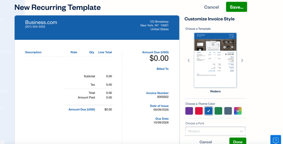 image of FreshBooks invoice dashboard