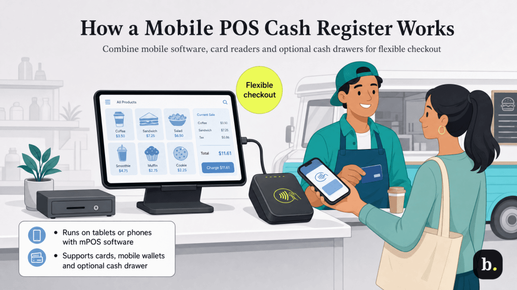 how a mobile pos cash register works