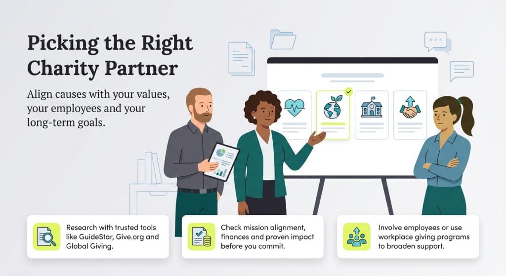 picking a charity partner graphic