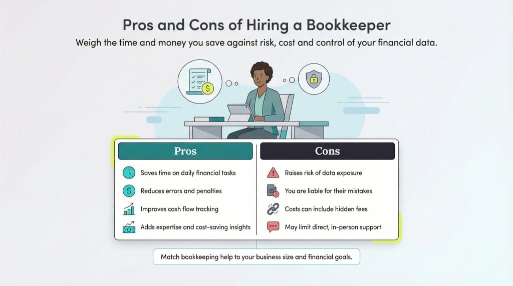 pros and cons of hiring a bookkeeper