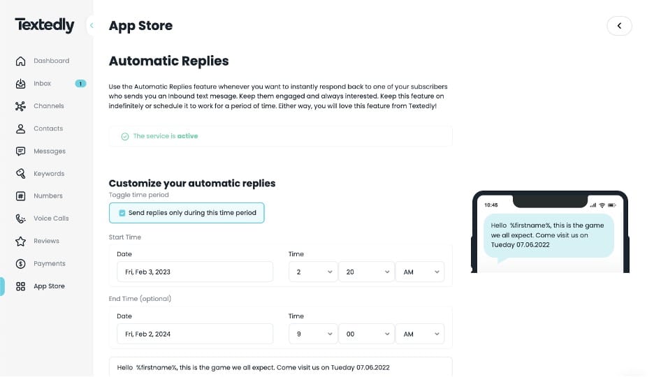Textrdly auto replies