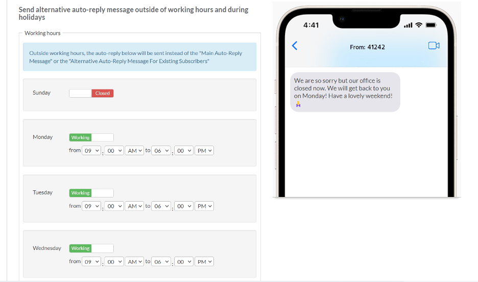ProTexting auto responses