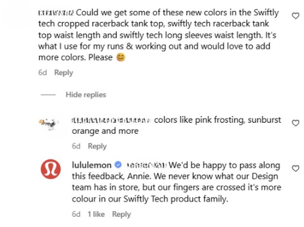 Lululemon Instagram page
