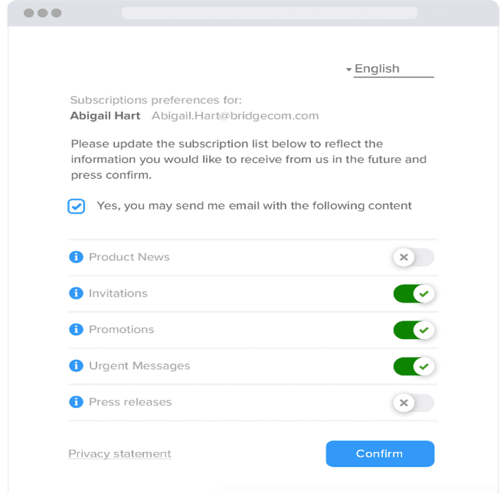 Constant Contact email preferences