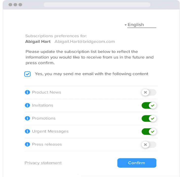 Constant Contact email preferences