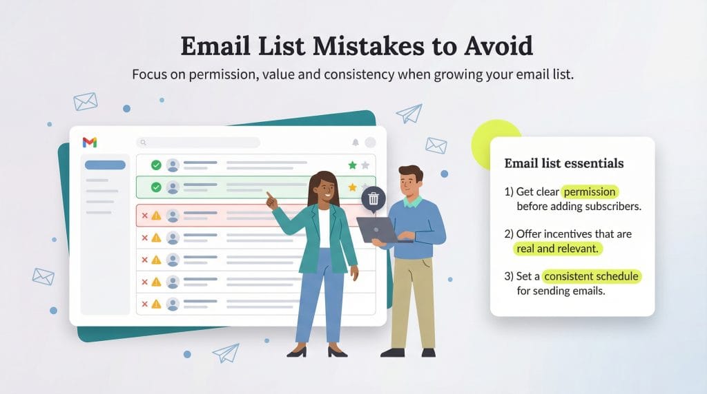 email list mistakes