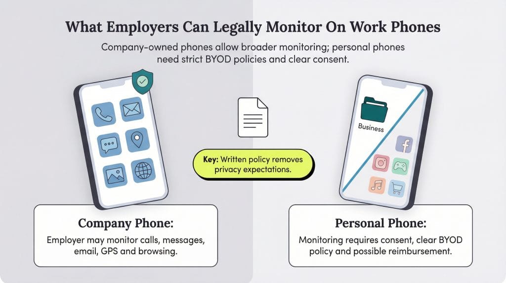 what can employers monitor on work phones