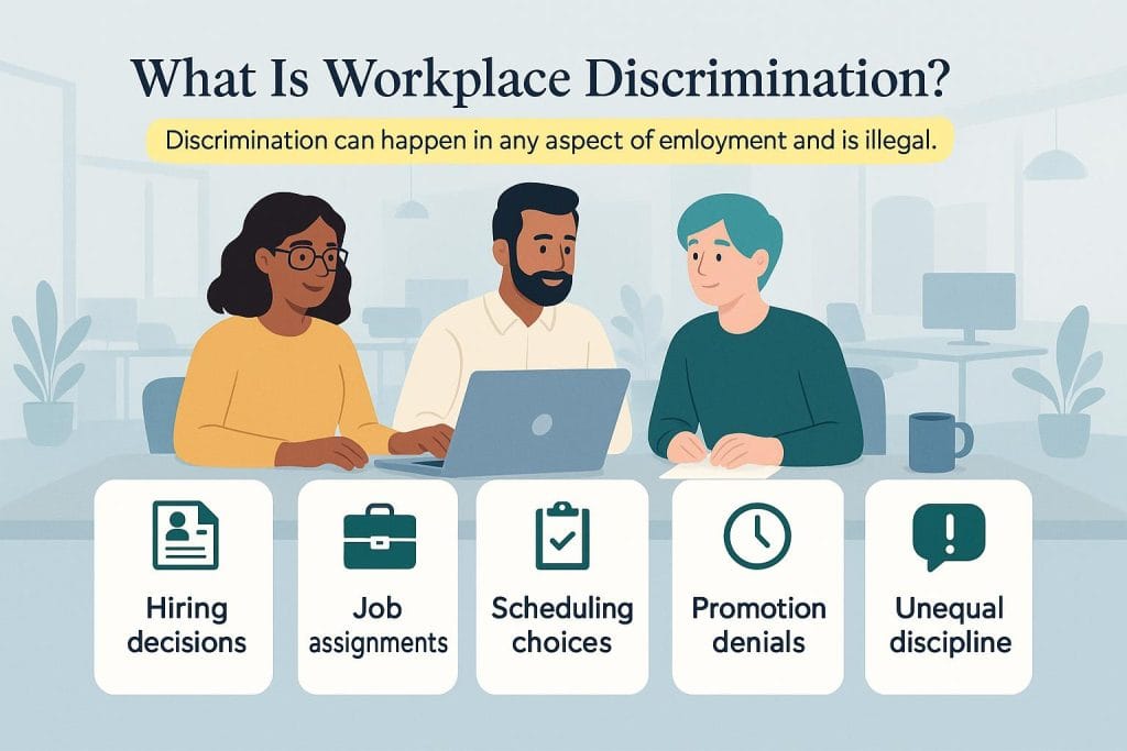 Graphic explaining workplace discrimination examples